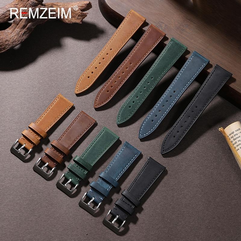 18mm 19mm 20mm 21mm 22mm Quick Release Leather Watch Strap Soft Retro Vintage Universal Leather Bracelets Wristband Men Women
