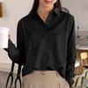 Retro Minimalist Solid Color Long Sleeved Shirt for Women In Spring Autumn Professional Polo Collar Loose Versatile Shirt Blouses & Shirts