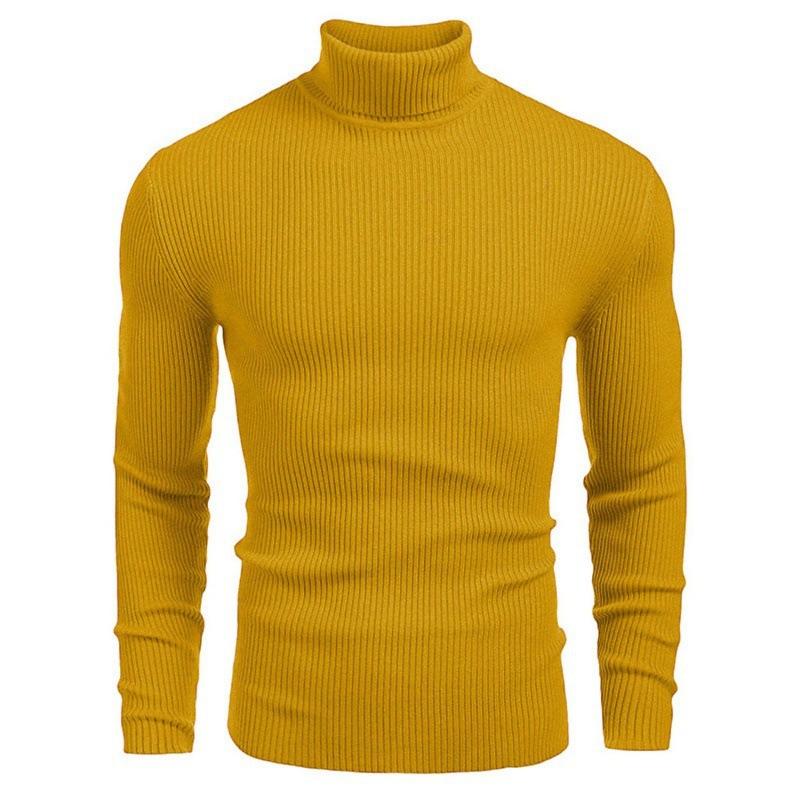 Autumn Winter Knitted Sweaters for Men Slim High Collar Long-sleeved Pullovers  Bottoming Shirts