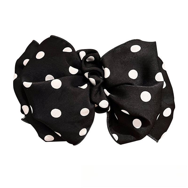 Polka Dot Bubble Hairpin Retro Fashionable Satin Spring Clip Korean Simple Low Ponytail Hairpin Temperament Hairpin