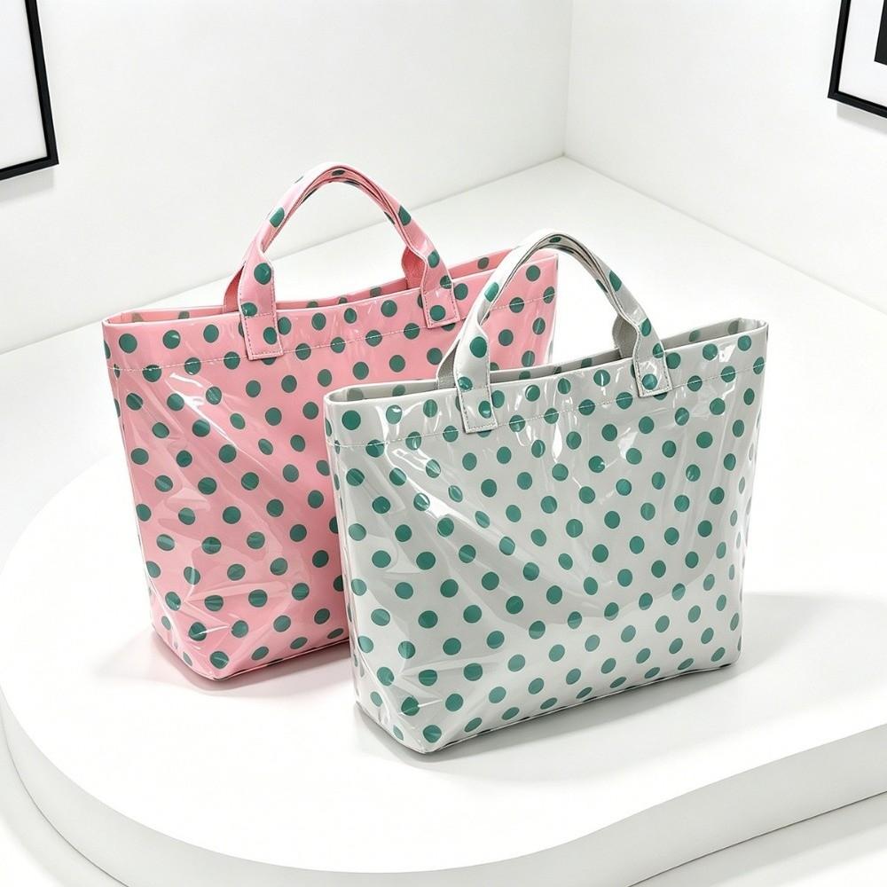 Multifunctional Polka Dot Tote Bag Waterproof Beach Bag Fashion PVC Handbag Swimming