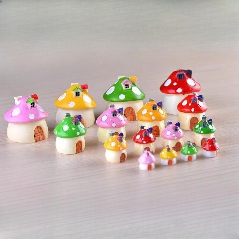 Mini Resin Moss Micro Landscape Decor Outdoor Fairy Miniature Garden Mushroom House Ornaments Handicraft Flower Pot Accessories