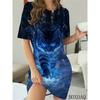 Hand-painted Crown Letter Pattern Round Neck Mid-length Women's Nightgown