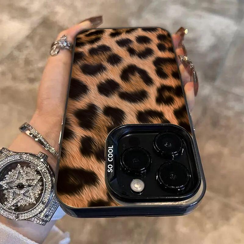 Leopard Print Pattern Silver IMD Phone Case For  Redmi Note 14 13 12 11 10 Pro Plus 4G 5G 12S Redmi 14C 13 Hard Back Cover