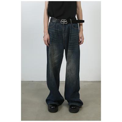 Long Trousers Versatile Vintage Gallery Wash Curved Blade Jeans Men's Loose Straight Wide-leg Jeans Versatile Men's Mopping Pants Pants