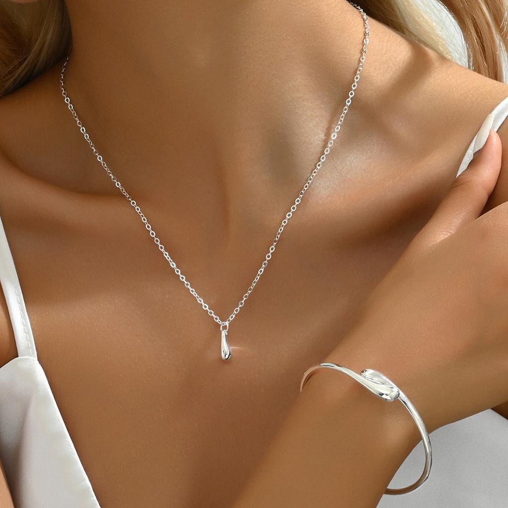 European and American jewelry water drop necklace four-piece fashion bracelet ring earrings necklace versatile jewelry set