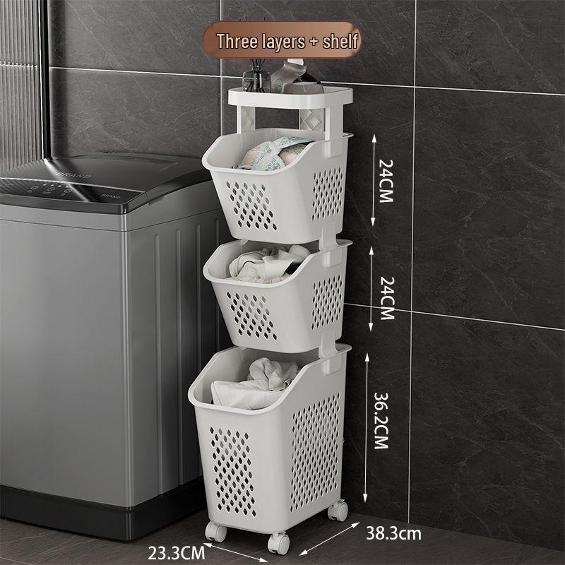 

Многослойная передвижная корзина для белья: Стеллаж для хранения в ванной комнате на колесиках. With Swivel Wheels