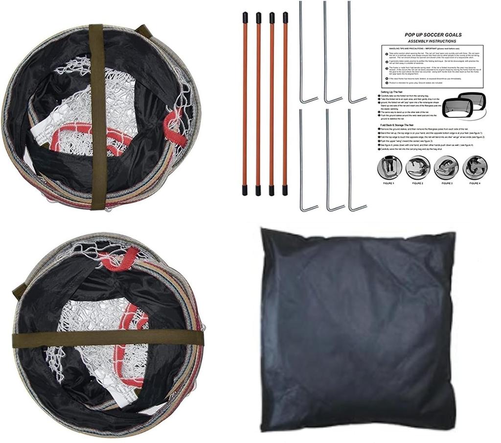 Conjunto de Rede de Futebol Dobrável para e com Armazenamento Uso Interno e Externo Gol, 2, Prática, Treinamento, Jogo, Dobrável, Bolsa, 120x66x66cm,