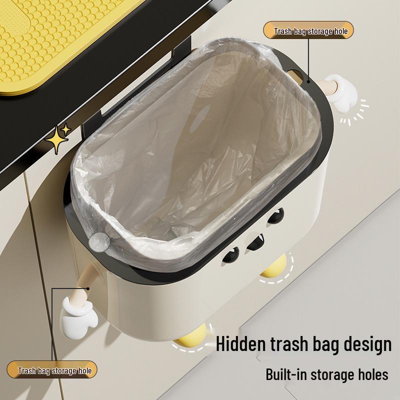 Wall-Mounted Sanitary Trash Can with Lid for Kitchen or Bathroom
