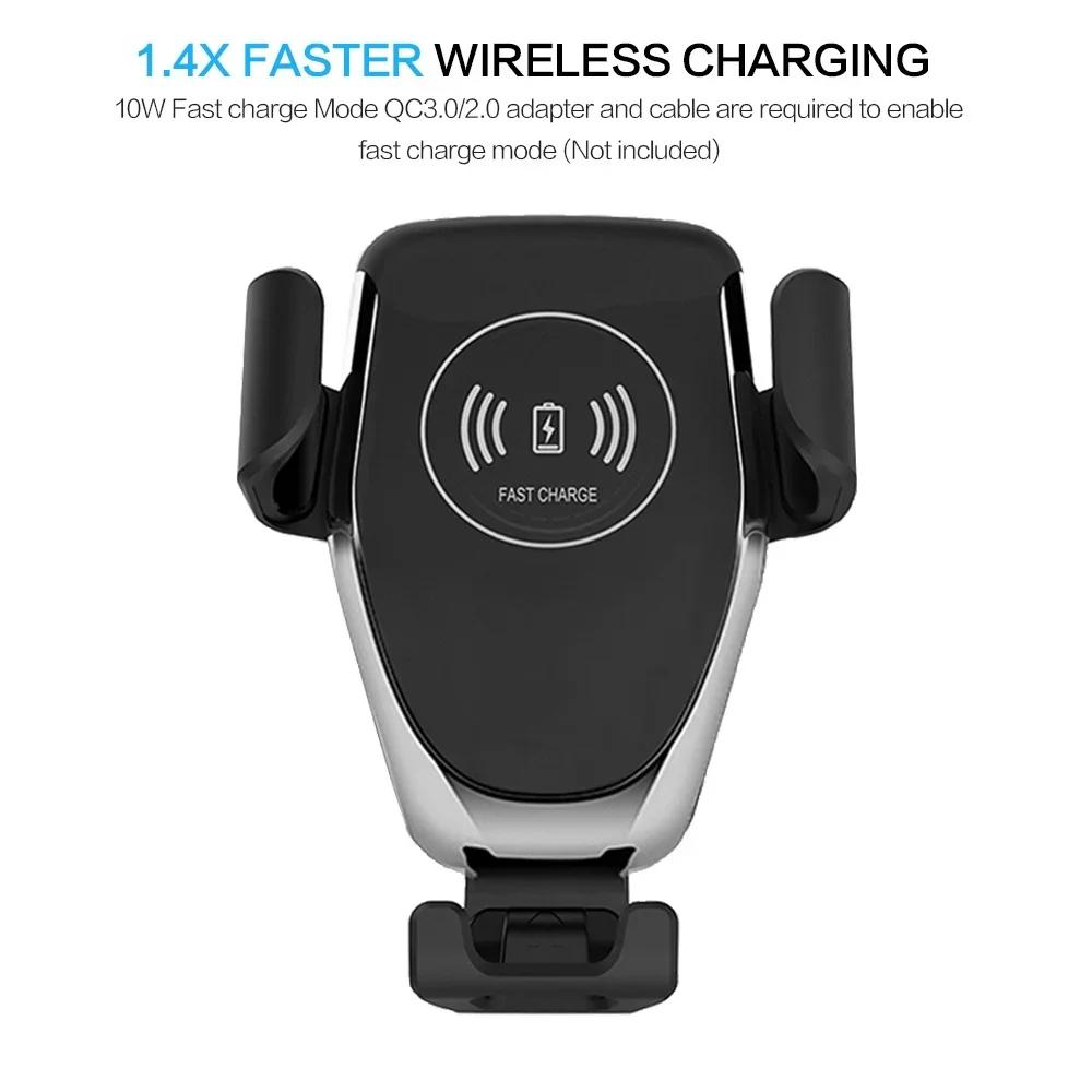 Kabelloses Autoladegerät 10W Qi Schnellladung Universelle Klemme Halterung für Windschutzscheibe Armaturenbrett Lüftungsschlitz Handyhalter