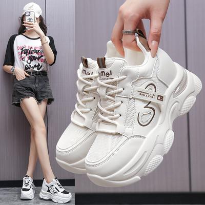 Dad Shoes Girl 2025 Spring and Autumn Korean Edition New Small Thick-soled Medium Heel Simple Casual Sports Little White Shoes