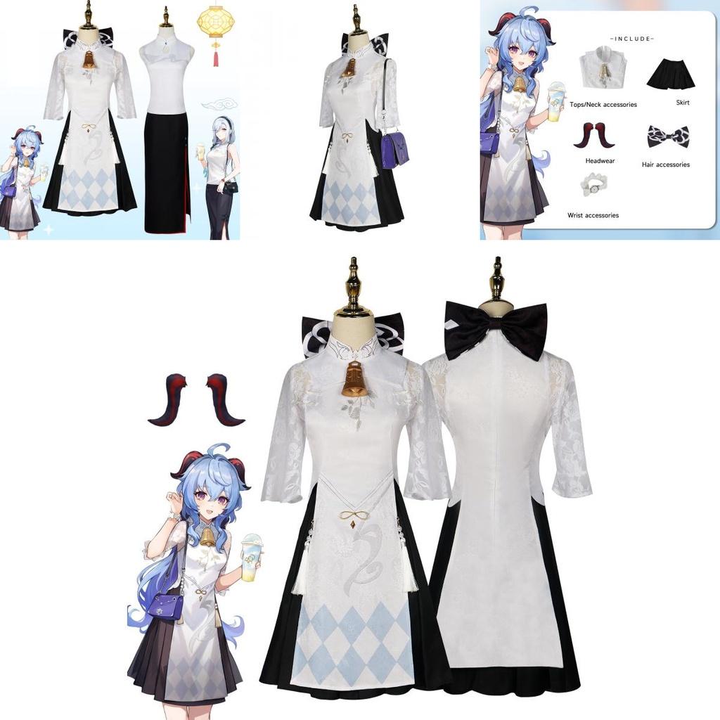 Original Genshin Impact Amber Tea Collaboration Cosplay Costume Vintage Cheongsam Outfit For Anime Exhibition