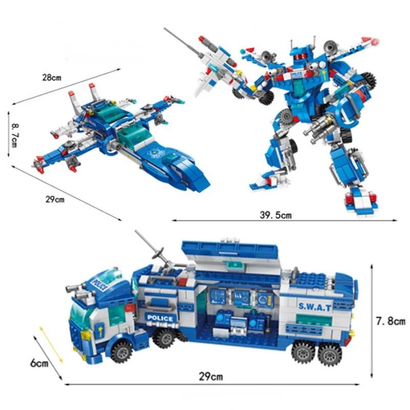 City Series Police Station Swat Corps Team Military Truck Car Construction Blocks Diy Fighting War Robot Plaything For Kids Present