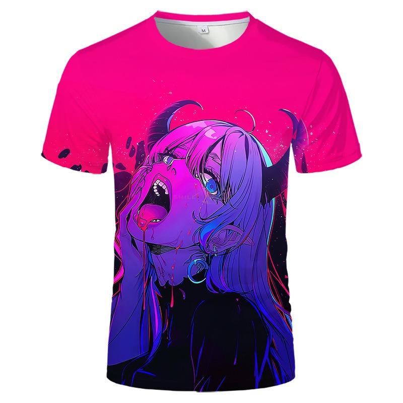 

Летняя футболка с коротким рукавом, креативный аниме-топ свободного кроя с 3D-принтом для мужской одежды 6xl