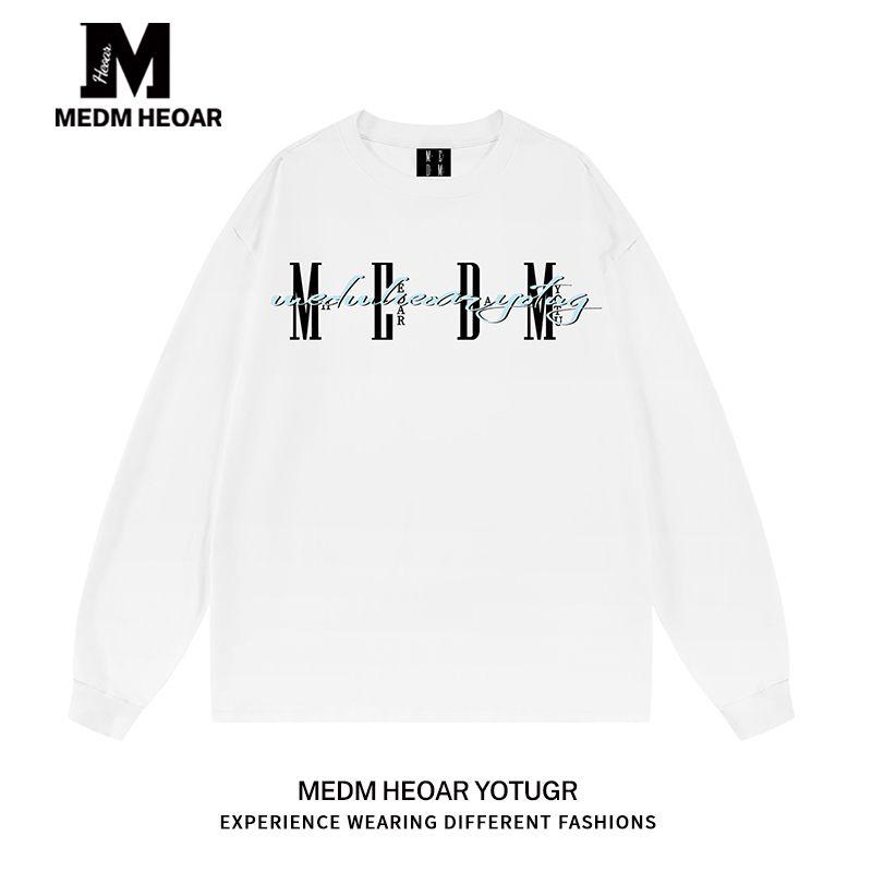Medmheoar National Fashion Brand 2025 New Print Long sleeve Men's and Women's Basic T-shirt T-shirt [Three Standard Complete]]