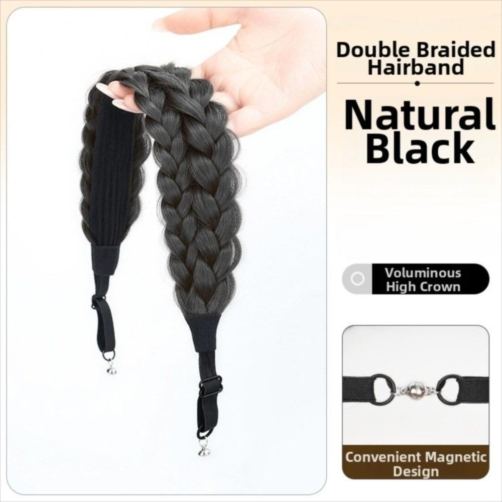 Synthetic Widened Fishbone Braid Headband Adjustable Easy Wig Headband  for Women