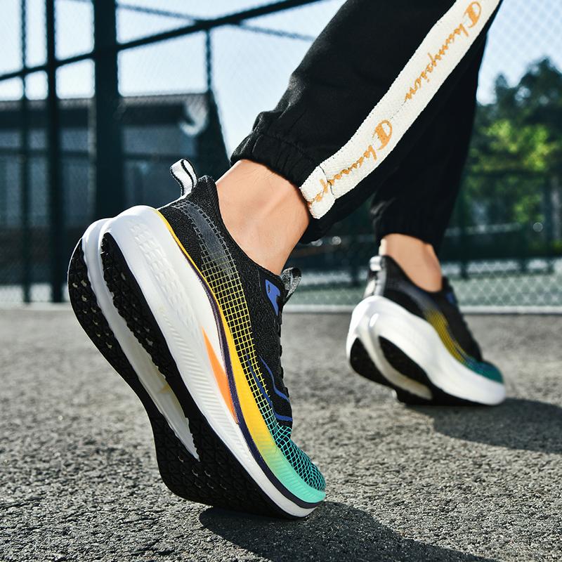 Fashion Men's and Women's Sports Running Shoes Casual Breathable Mesh Surface Carbon Plate Support Wear-resistant Rubber Outsole