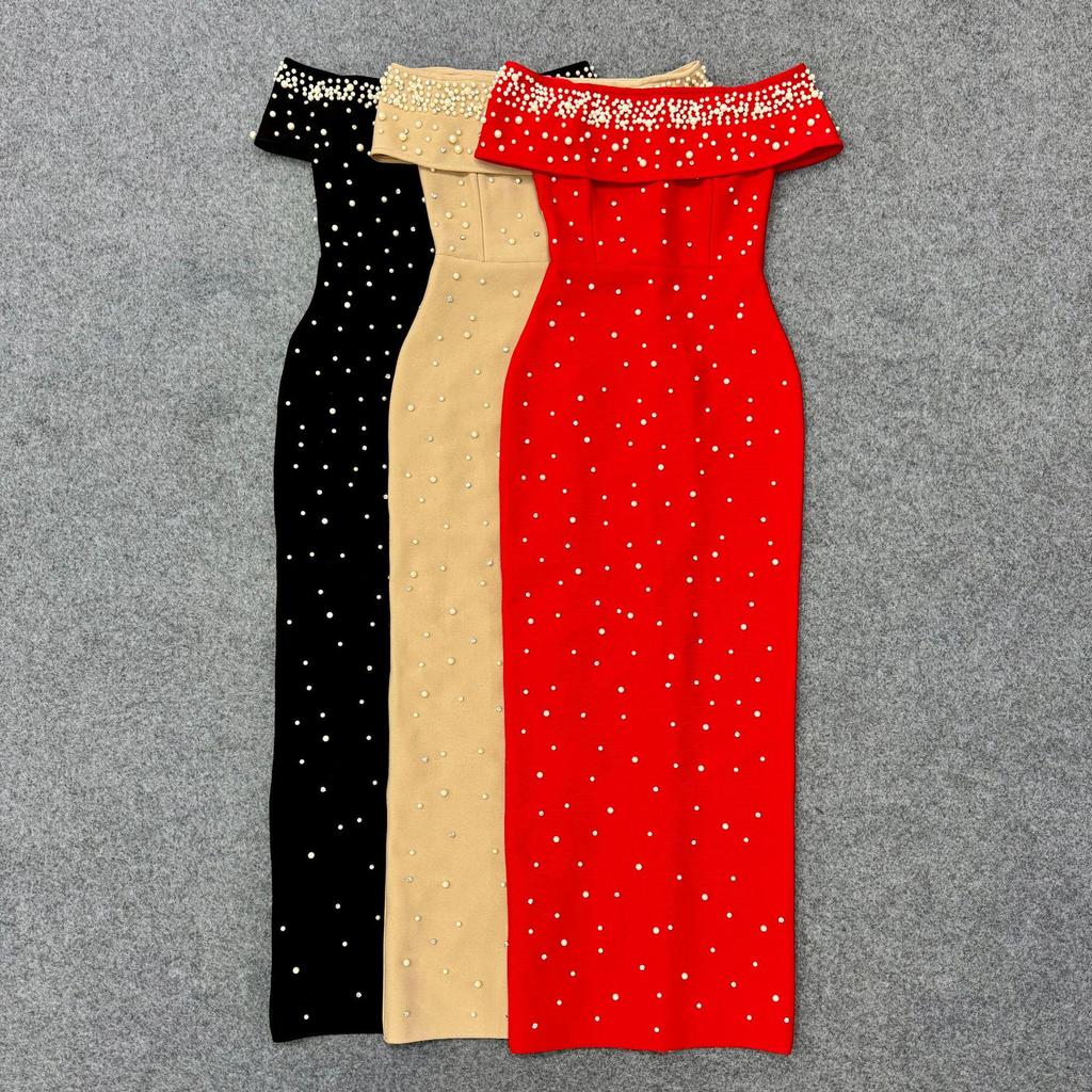 Cross-Border Women's Sexy One-Shoulder Bandage Evening Dress