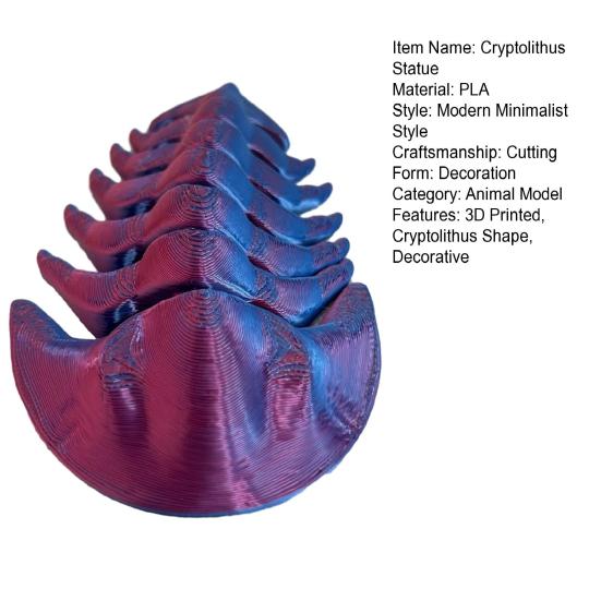 3D-gedruckte Cryptolithus-Figur, beweglicher Trilobit, Fidget-Spielzeug, Calymenina-Modell, Statue, Heim-, Büro-, Schreibtischdekoration, Ornament