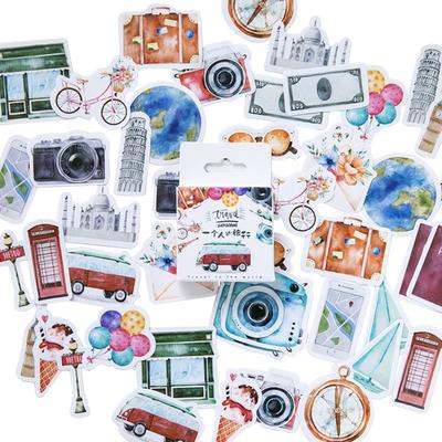 46 Stück/Lot klassische Urlaubs-Scrapbooking- und Reisetagebuch-Aufkleber für Album-wasserdichte Etiketten