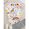 2026New Product Fun Graffiti Rainbow Cat Sunflower Print All-season Casual Tops Women's Short Sleeve