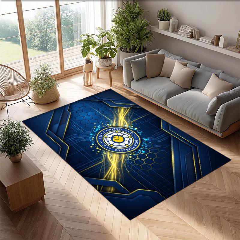 Tappeto in Velluto di Cristallo con Stampa del Leeds United Football, Comodo Assorbente d'Acqua Antiscivolo Tappeto per Pavimenti Interni
