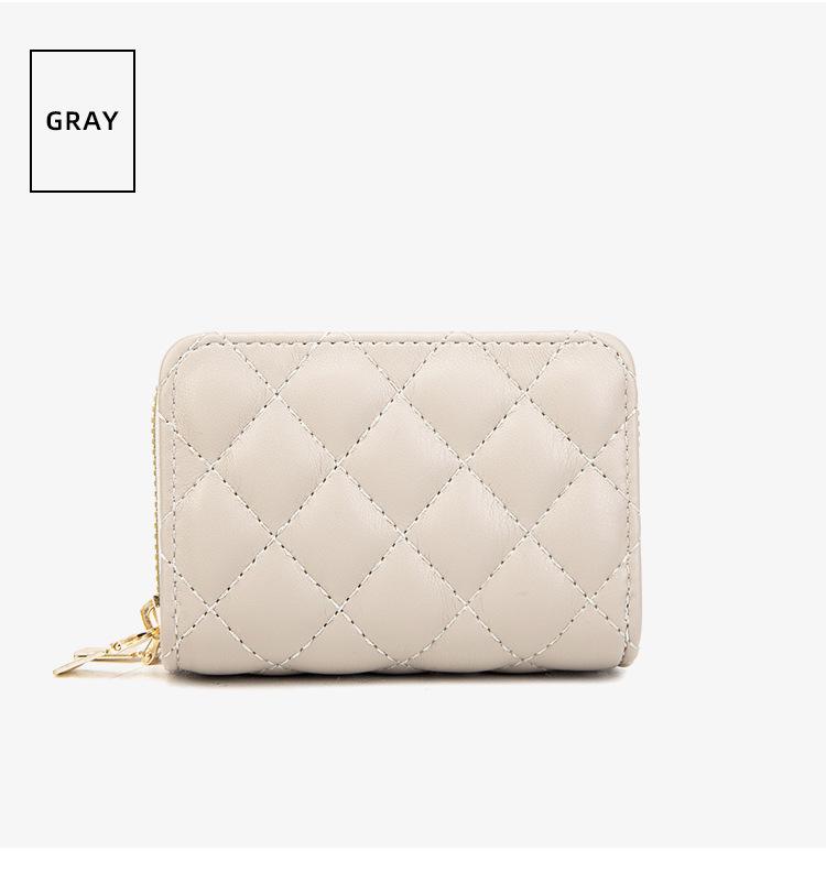 

Women s Double Zipper Diamond Lattice Card and Coin Wallet 10x4x8CM серый