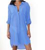 Women's Wrinkle Fabric Two-pocket Concealed Button Beach Cover-up