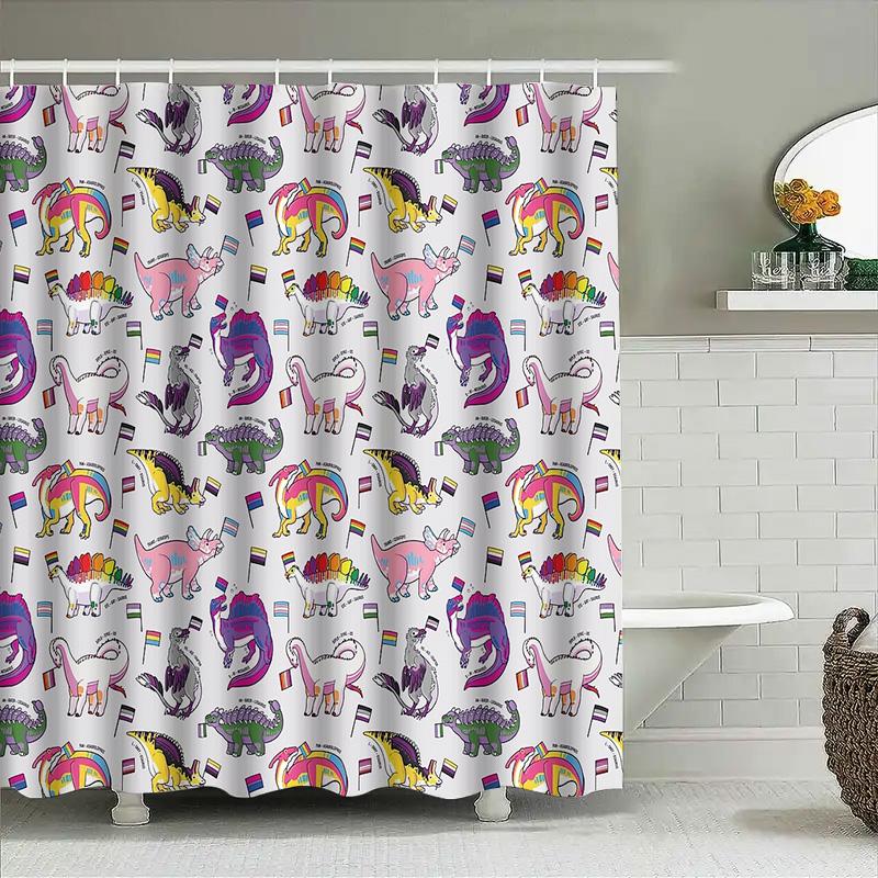 Rainbow Pride Shower Curtain Lgbt Bathroom Decor Transgender Flag Shower Liner Lgbtq+ Washable Backdrop