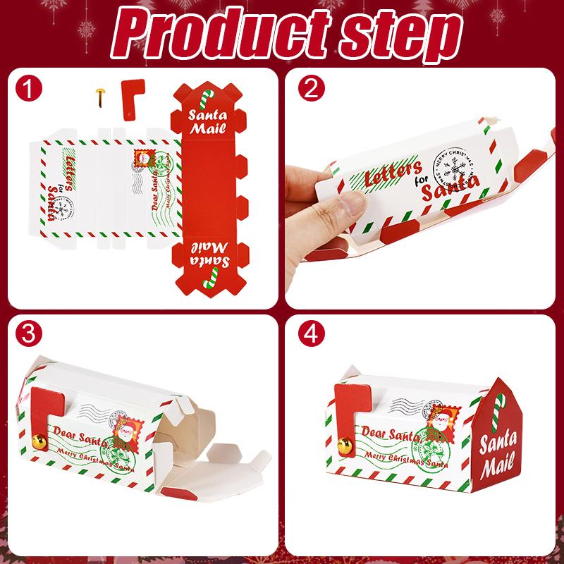 50pcs Christmas Mailbox Shape Candy Gift Box Kids Xmas Cookie Snack Packing Box Bag Navidad Noel Home Decor New Year