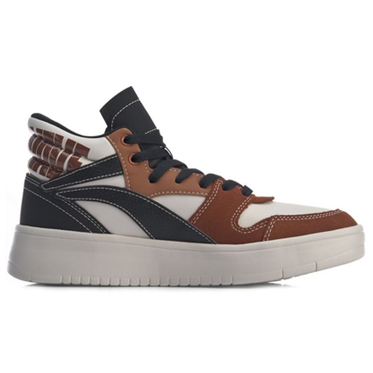 Li Ning Superwave Hi Comfortable Versatile Shock Absorbing Lightweight Mid Top Sneakers Men Sneakers Black Brown Gray AGCP137-4