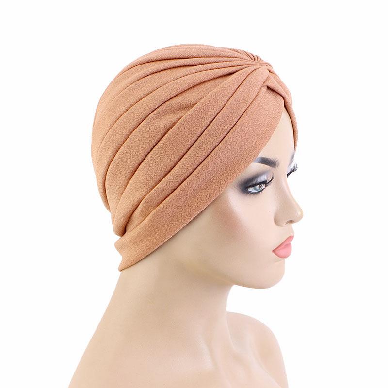 Nové dámské zlaté stříbrné turbanové čepice chemo bandana hidžáb plisovaná indická čepice turbante klobouk dámský šátek na vlasy muslimská pokrývka hlavy