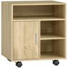 Multifunctional Printer Cabinet with Wheels and Shelves with Wide Storage Space 60x50x65.5 cm Natural