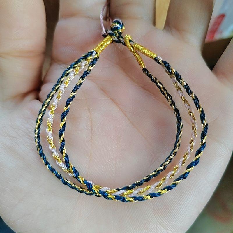 

Ян Ми Двойной Ремень-Переноска Носимая Подвеска Бусины Удачи Три Поколения Плетеный Полуфабрикат Браслет Цветок Юность 14.5cm Navy blue powder