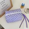 Polka Dot Heart Quilted Makeup & Skincare Travel Bag - Large Capacity with Zipper