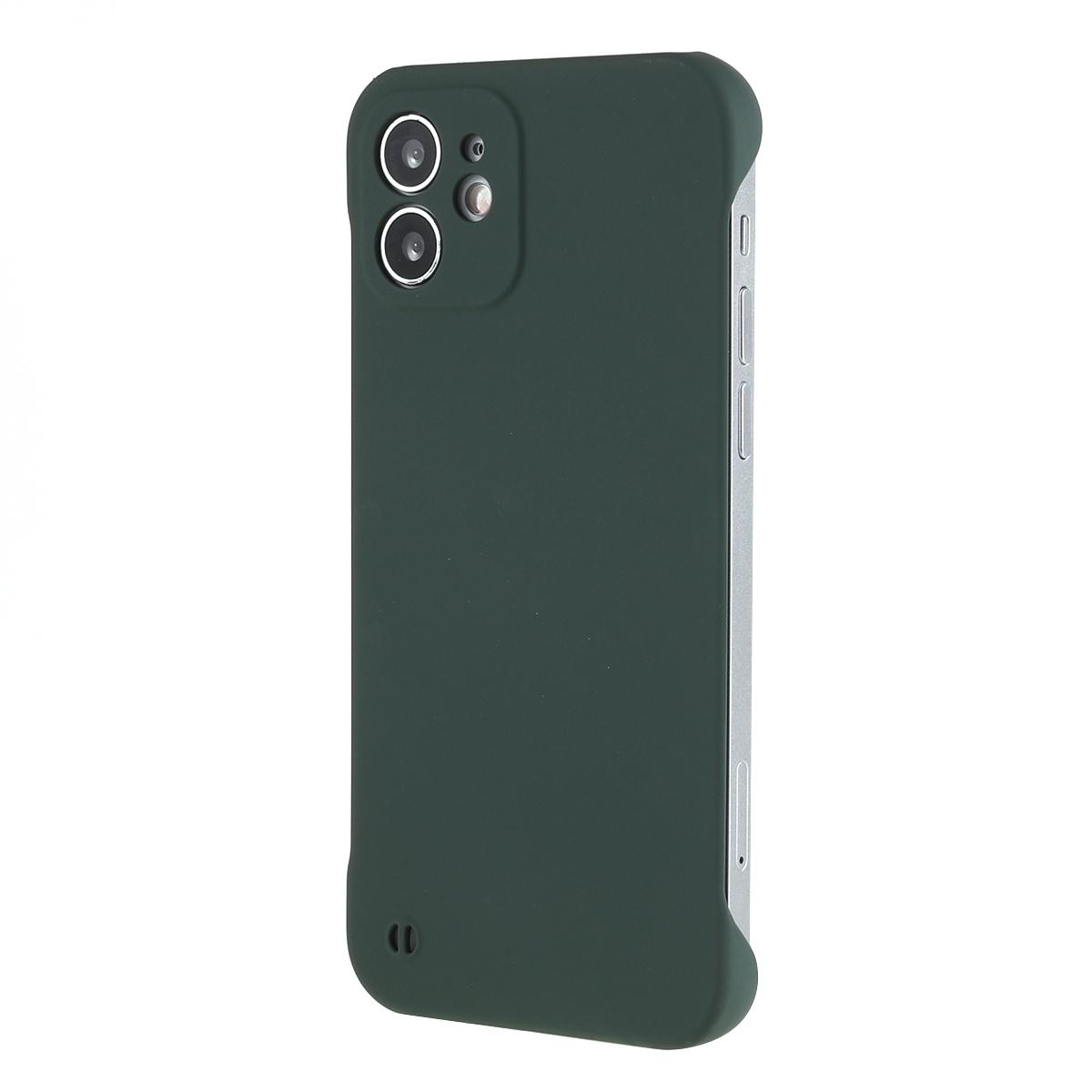 

For iPhone 12 6.1 inch Slim Frameless Case Hard PC Skin-touch Phone Cover Midnight Green