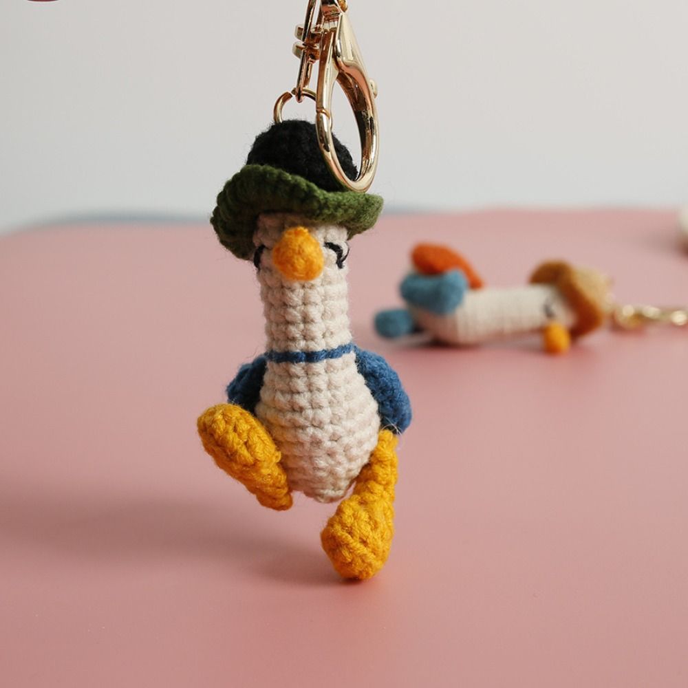 Funny Goose Duck Doll Pendant Cute Cartoon Knitting Keyring Fashion Crochet Keychains  Car Key Ring