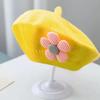 Czapka niemowlęca jesienno-zimowa dziewczęca uroczy beret z kwiatkiem dziecięca wełniana czapka dziewczęca dziergana czapka malarza tide