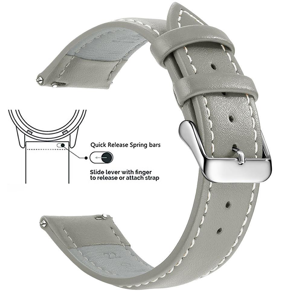 Echtes Lederarmband aus Narbenleder, Schnellverschluss 18mm/20mm/22mm Uhrenarmbänder, Passend für Samsung Galaxy Watch, Garmin Huawei Watch