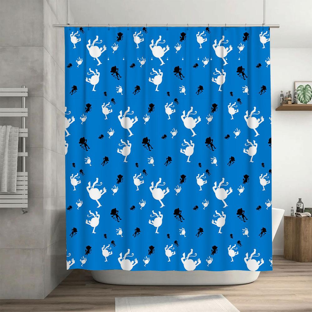 Modern Blue White Cartoon Animal Print Shower Curtain Waterproof Bathroom Decor Home Decoration 3D Printing Water Droplet Resist