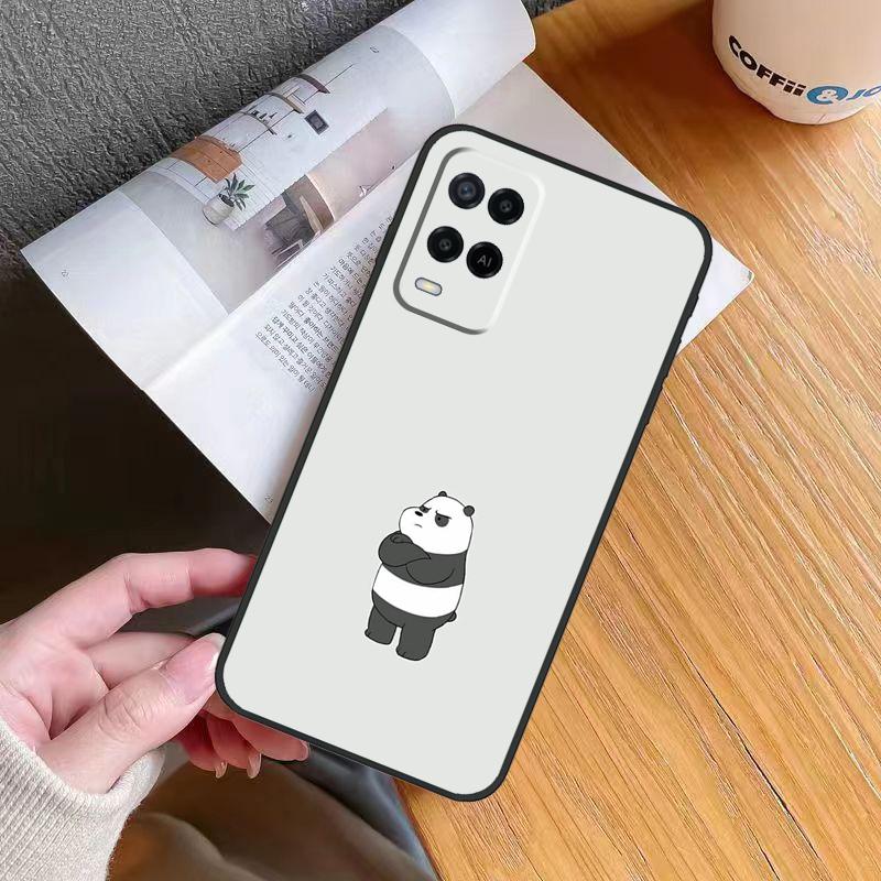 Cartoon Panda Bear Case For OPPO A17 A16 A15 A78 A98 A54 A74 A94 A76 A96 A77 A52 A72 A5 A9 A53 A54s A57s Cover