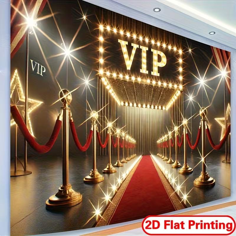 2D Hollywood VIP Entrance Background Cloth Red Carpet Party Photo Prop