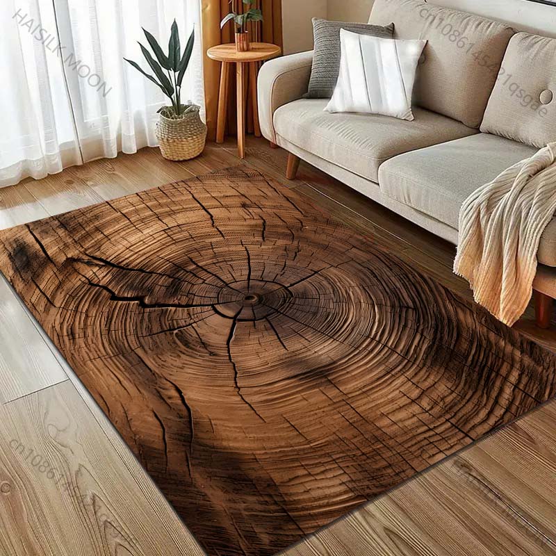 Vintage Tree Rings Printed Carpet for Bedroom Living Room Bedside Sofa Floor Mat Modern Home Decor Area Rug Large Size