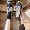 Fashion Bow Knot Women's Leather Shoes 2026 Winter New Plush Thicken Comfort Warm Shoes Height Increase Outdoor Non Slip Loafers