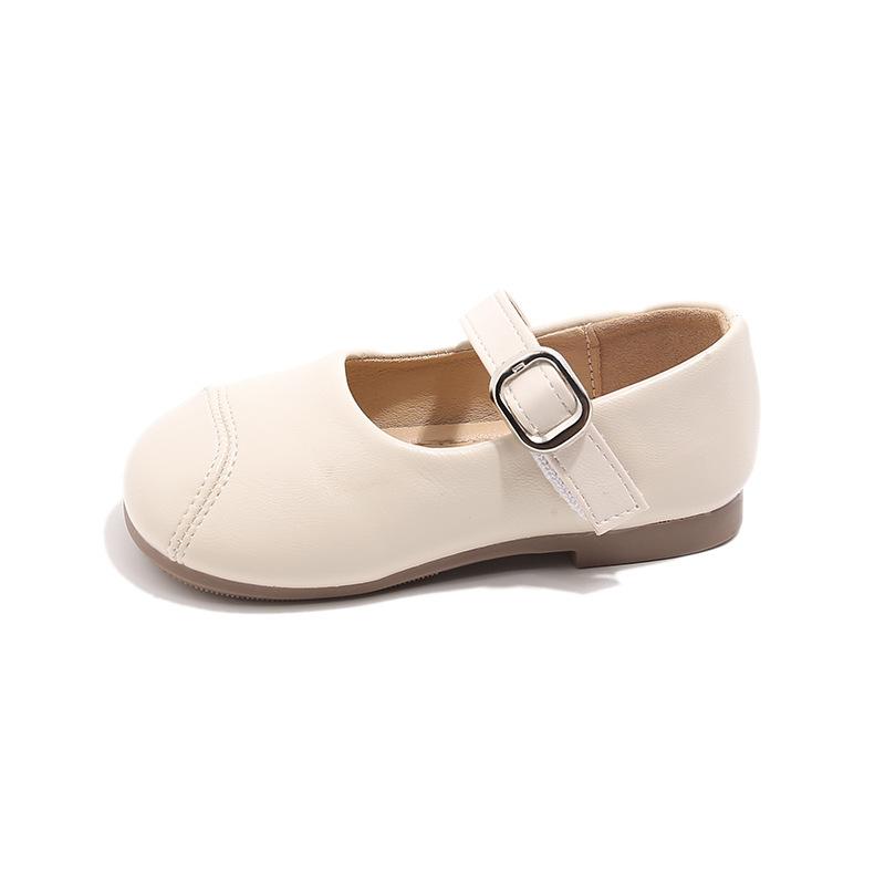 Kids Girls British Style Solid Color Soft Sole Casual Princess Leather Shoes