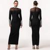Women's Fashion Slim Fit High Neck Long Sleeve Dress with Stylish Rhinestone Details