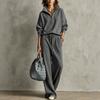 Womens 2026 Fall Winter Solid Color Loose Hoodie Pants Set Casual Sporty Outfit