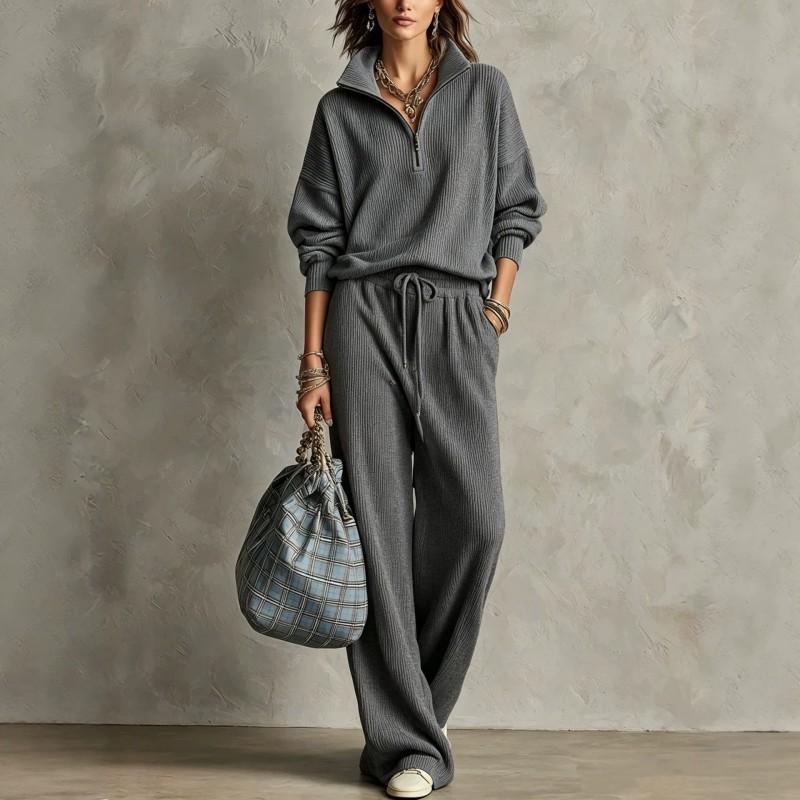 Womens 2026 Fall Winter Solid Color Loose Hoodie Pants Set Casual Sporty Outfit