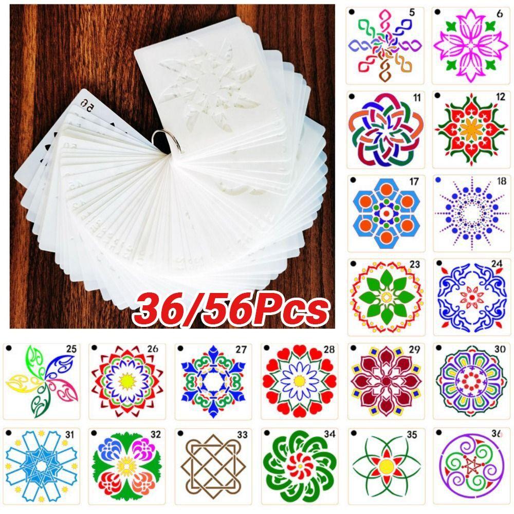 36/56Pcs Creative Mandala Stencils Hollow Dot Painting Stencils Dotting Tools