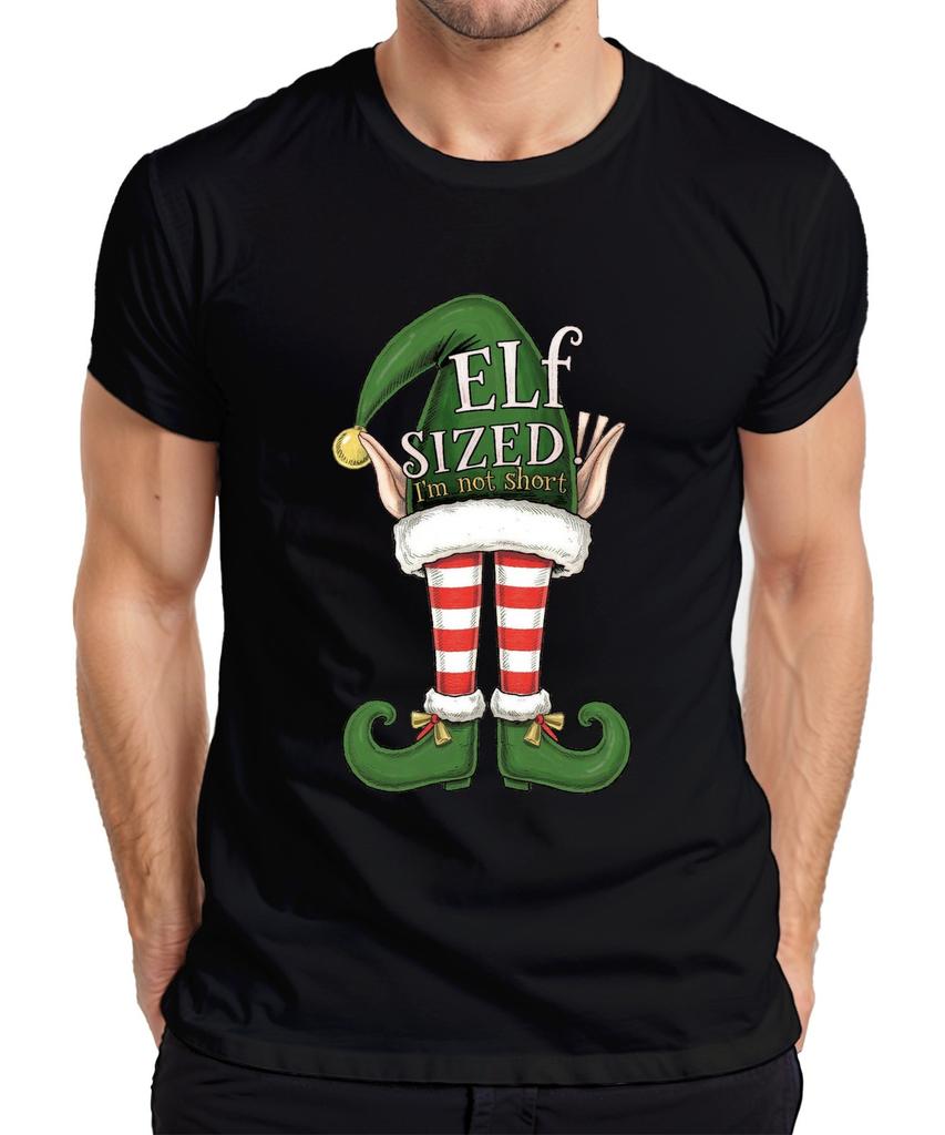 Elf Sized Im Not Short Funny Christmas Elves Striped Green Unisexs Tshirt